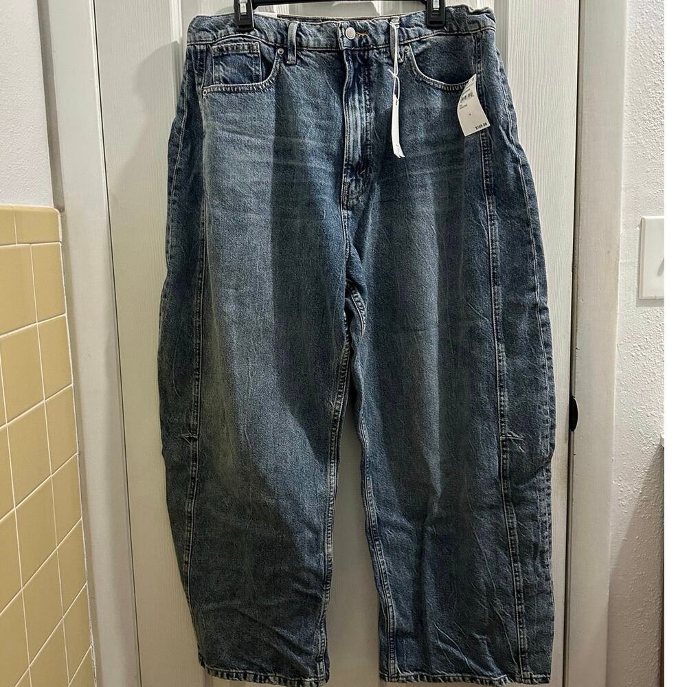 NWT Good American Extreme Barrel Jeans Indigo 966 Denim 14/32 Baggy JNCO Loose - Picture 2 of 12